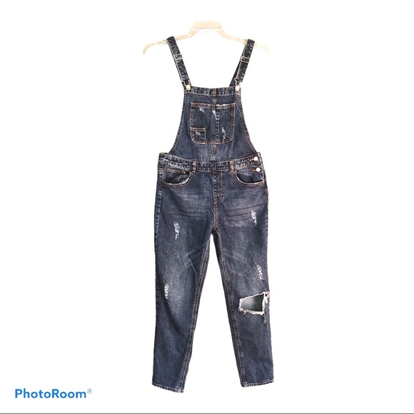 women's distressed overalls